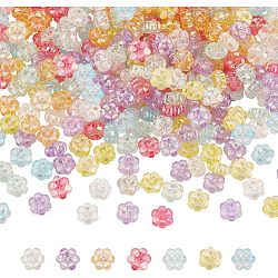 315pcs 7 colors Transparent Acrylic Beads, AB Color Plated, Flower, Mixed Color, 10x5mm, Hole: 1.8mm, 45pcs/color(MACR-FH0001-09)