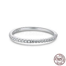 Rhodium Plated 925 Sterling Silver Finger Rings, Stackable Ring, with Cubic Zirconia & 925 Stamp for Women, Real Platinum Plated, 1mm, US Size 7(17.3mm)(RJEW-A019-27B-P)