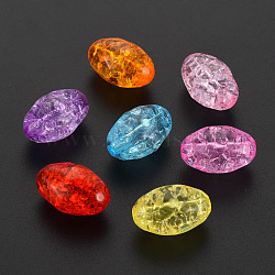 Transparent Crackle Acrylic Beads, Faceted, Oval, Mixed Color, 18x11x11.5mm, Hole: 2mm, about 365pcs/500g(CACR-S010-03)
