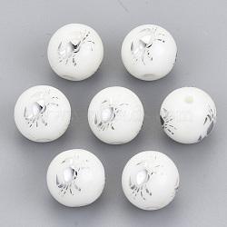 Electroplate Glass Beads, Round with Constellations Pattern, Platinum Plated, Cancer, 10mm, Hole: 1.2mm(EGLA-S178-11F-01)