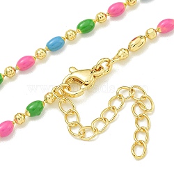 Brass Enamel Column Link Chain Necklaces, Real 18K Gold Plated, Lead Free & Cadmium Free & Nickel Free, Long-Lasting Plated, Colorful, 17.13 inch(43.5cm)(NJEW-H039-11B-01G)