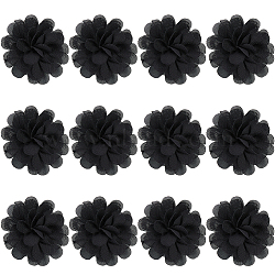 3D Chiffon Flower, Ornament Accessories, Black, 69~70x23~25mm(DIY-WH0419-80)