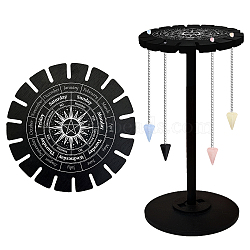 Wooden Wheel, Wooden Display Shelf, Black Holder Stand, Rustic Divination Pendulum Storage Rack, Witch Stuff, Sun, Wheel: 120x8mm, 2pcs, Studdle: 288x12mm, 1pc(DJEW-WH0046-074)