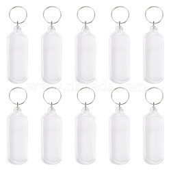 10Pcs Acrylic Keychains, with Iron Rings, Platinum, Rectangle, 107mm(KEYC-TA0001-62B)