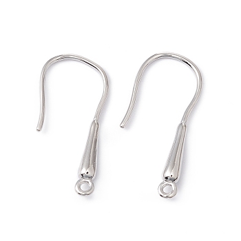 Rack Plating Brass Earring Hooks, with Horizontal Loops, Long-Lasting Plated, Cadmium Free & Lead Free, Platinum, 22.5x10x2mm, Hole: 1mm, 20 Gauge, Pin: 0.8mm