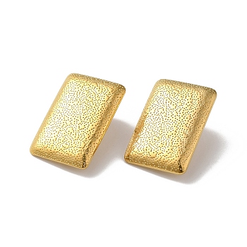 304 Stainless Stud Earring Findings, with Vertical Loops, Golden, Rectangle, 25x17mm, Hole: 2.5mm, Pin: 0.8mm