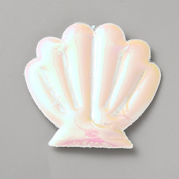 PU Leather Shell Shape Applique for Clothing Dress Bag Garment Accessories, Sew On Patches, White, 50x51x4.5mm