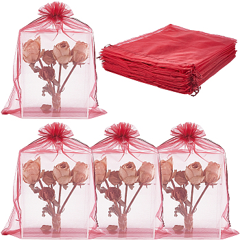 30pcs Large Organza Pouches Portable Shoes Bag Travel Storage Drawstring Bags, Dark Red, 40x30cm