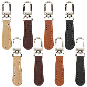 8Pcs 4 Colors PU Leather Zipper Pulls for Handbags Luggage and Jacket, Mixed Color, 67mm, 2pcs/color