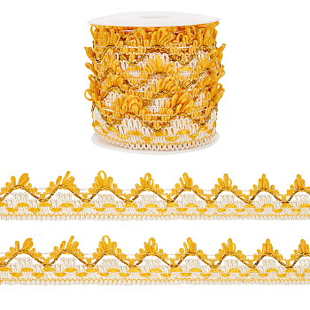 BENECREAT Wavy Edge Polyester Curtain Lace Trim, Tassel Fringe Lace Ribbon, with Plastic Spool, Gold, 1-5/8 inch(42mm), about 13.67 Yards(12.5m)/Roll