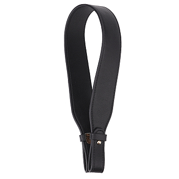 Imitation Leather Wide Bag Strap, with Zinc Alloy Nipple Stud, Black, 52x3.8x0.3cm, Hole: 34x9mm