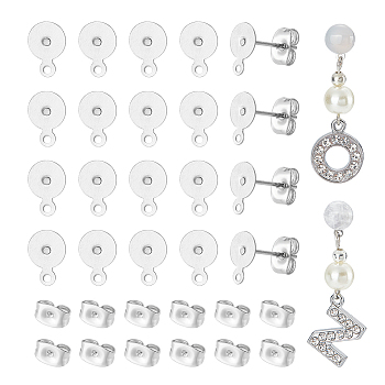 304 Stainless Steel Stud Earring Findings, with Ear Nuts, 200pcs/box