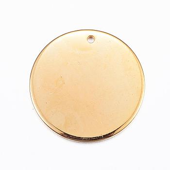 201 Stainless Steel Stamping Blank Tag Pendants, Flat Round, Golden, 16x0.8mm, Hole: 0.8mm