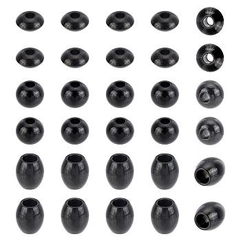 Unicraftale 30Pcs 3 Style 304 Stainless Steel Spacer Beads, Mixed Shapes, Electrophoresis Black, 10pcs/style