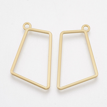Smooth Surface Alloy Open Back Bezel Pendants, For DIY UV Resin, Epoxy Resin, Pressed Flower Jewelry, Geometry, Matte Gold Color, 33x22x1.5mm, Hole: 1.8mm