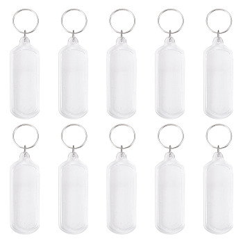 10Pcs Acrylic Keychains, with Iron Rings, Platinum, Rectangle, 107mm
