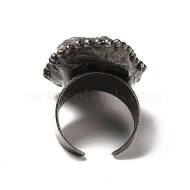 Natural Agate Irregular Nugget Open Cuff Rings(RJEW-F132-02AS)-4