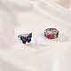 Rhodium Plated 925 Sterling Silver Butterfly Adjustable Ring with Enamel(JR929A)-4