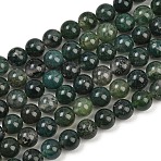 Natural Moss Agate Beads Strands, Round, 8mm, Hole: 1mm, about 45~47pcs/strand, 14.56~14.76 inch(37~37.5cm)(G-F453-8mm)