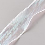 9M Rainbow Color Nylon Organza Ribbon, Iridescent Ribbon for Bowknot, Flower, Gift Decoration, White, 1-5/8 inch(40mm), about 9.84 Yards(9m)/Roll(OCOR-WH20017-01F)