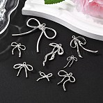 8Pcs 8 Styles Alloy Pendants, Cadmium Free & Nickel Free & Lead Free, Bowknot, Platinum, 17~40x12~42x2~5mm, Hole: 1~2mm, 1pc/style(FIND-FP0001-31)
