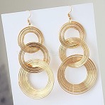 Retro Alloy Multilayer Ring Dangle Earrings, Golden, 70mm(FS-WG10A8D-01)
