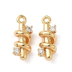 Brass Micro Pave Clear Cubic Zirconia Charms, Column, Nickel Free, Real 18K Gold Plated, 14x6x5mm, Hole: 1.2mm(KK-B160-17G)