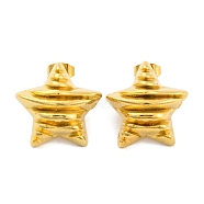 Ion Plating(IP) 304 Stainless Steel Stud Earrings, Star, Real 18K Gold Plated, 20.5x20.5mm(EJEW-H013-04G)