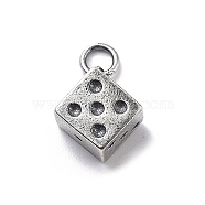 925 Sterling Silver Dice Charms with Jump Rings, Antique Silver, 7.5x8x8.5mm, Hole: 3mm(STER-R001-02S)