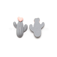 Opaque Resin Cabochons, Frosted, Cactus with Heart, Gray, 25x18x6.5mm(RESI-WH0026-07E)