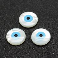Shell Cabochons, with Enamel, Flat Round with Eye, 5x2mm(SSHEL-G015-71-5mm)