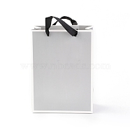 Rectangle Paper Bags, with Handles, for Gift Bags and Shopping Bags, Silver, 22x16x0.6cm(CARB-F007-01C-02)