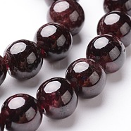Round Natural Garnet Beads Strands, 8mm, Hole: 1mm, about 46pcs/strand, 15 inch(G-D751-8mm)