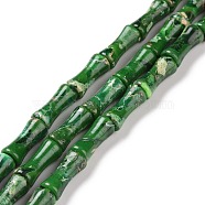 Natural Imperial Jasper Beads Strands, Dyed, Bamboo Stick, Green, 12x5mm, Hole: 0.5mm, about 34pcs/strand, 15.94''(40.5cm)(G-P475-01B)