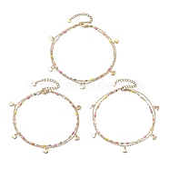 3Pcs 304 Stainless Steel Enamel Link Chains Anklets, Colorful, 8-7/8~9-1/8 inch(22.5~23cm), 3pcs/set(AJEW-AN00589)