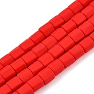 Handmade Polymer Clay Beads Strands, Hexagon Barrel, Red, 6x6x5.5mm, Hole: 1.8mm, about 63~64pcs/strand, 15.55~15.79 inch(39.5~40.1cm)(CLAY-T021-02J)