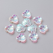 Electroplate Glass Beads, Flower, Clear AB, 12x3.6mm, Hole:1mm(X-EGLA-L027-A08)