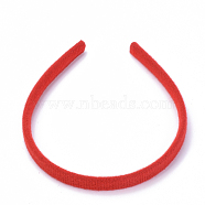 Hair Accessories Plain Plastic Hair Band Findings, No Teeth, with Velvet, Red, 112mm, 11.5mm(OHAR-S195-06A)
