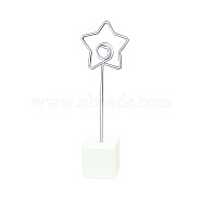 Metal Spiral Memo Clips, with Resin Base, Message Note Photo Stand Holder, for Table Decoration, Star, White, 117mm(MOST-PW0001-144A)