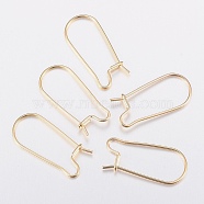 304 Stainless Steel Hoop Earring Findings Kidney Ear Wires, Real 18K Gold Plated, 20x9x0.8mm(X-STAS-H436-03)