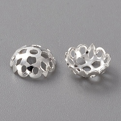 Brass Fancy Bead Caps, Long-Lasting Plated, Multi-Petal Flower, 925 Sterling Silver Plated, 6.5x2.5mm, Hole: 1.2mm(KK-H739-16S)