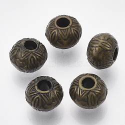 CCB Plastic European Beads, Large Hole Beads, Rondelle with Textured, Antique Bronze, 10x8mm, Hole: 4mm, about 1000pcs/500g(CCB-S160-241AB)