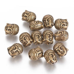 Tibetan Style Alloy Beads, Cadmium Free & Nickel Free & Lead Free, Buddha Head, Antique Bronze, 11x9x8mm, Hole: 1.5mm(X-TIBEB-60542-AB-FF)