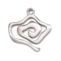 201 Stainless Steel Charms, Spiral Charms, Stainless Steel Color, 15x14.5x1mm, Hole: 1.5mm(SA-CBA0C6A-01E-P)