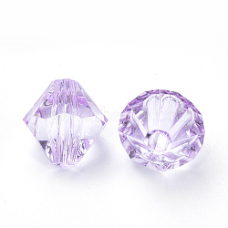 Transparent Acrylic Beads, Bicone, Lilac, 4x4mm, Hole: 1.2mm, about 1700pcs/50g(X-TACR-S146-4mm-18)