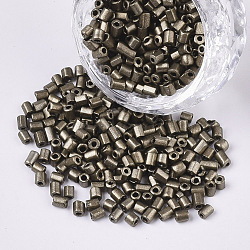 8/0 Two Cut Glass Seed Beads, Hexagon, Baking Paint, Coffee, 2.5~3x2.5mm, Hole: 0.9mm, about 15000pcs/bag(SEED-S033-06A-09)