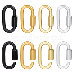 8Pcs 4 Colors Alloy Screw Carabiner Lock Charms, for Necklaces Making, Mixed Color, 34x18x7mm, Inner Diameter: 26x7mm, 2pcs/color(FIND-UN0003-30)