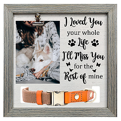 MDF Pet Photo Frames, for Tabletop Display Photo Frame, Square with Word, Gray, Paw Print, 230x230mm(DIY-WH0525-015)