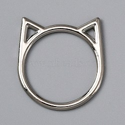 Alloy Linking Rings, Cat Head, Platinum, 37x36x2mm, Inner Diameter: 30mm(FIND-WH0111-112)