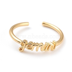 Constellation/Zodiac Sign Brass Cuff Rings, Open Rings, Real 18K Golden Plated, Gemini, US Size 7 1/4(17.5mm), word: 13x4.5mm(RJEW-O042-06G-I)